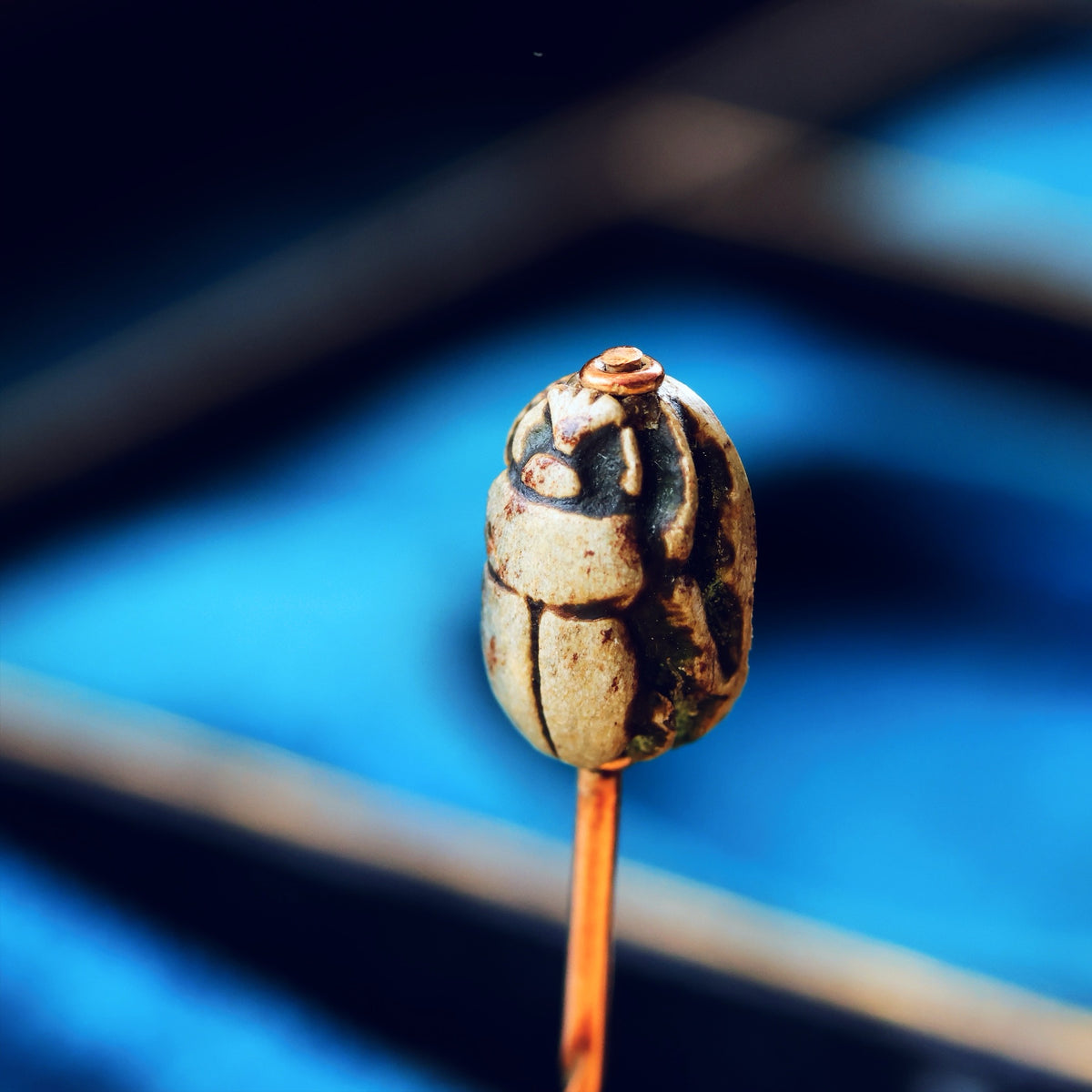 Antique Victorian Egyptomania Faience Scarab Stick Pin