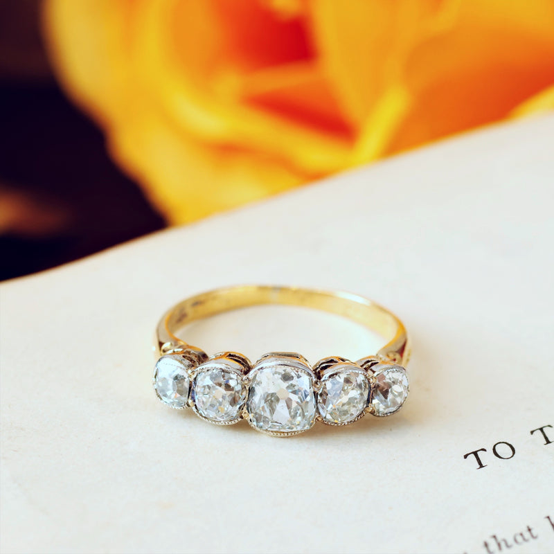 1.30ct Vintage Five Stone Diamond Ring 