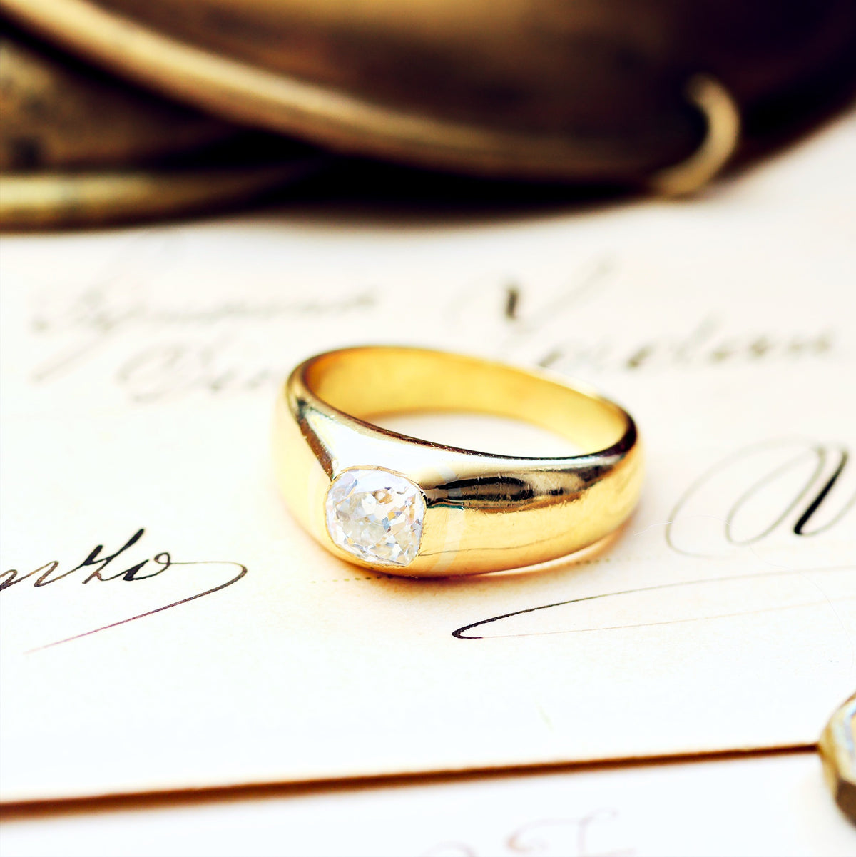 Antique Hand Cut Diamond Mengagement Ring