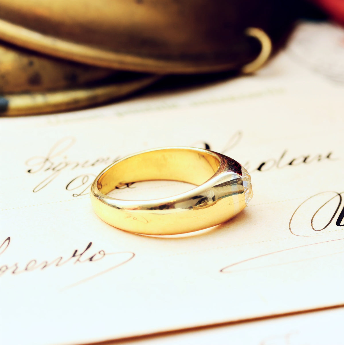 Antique Hand Cut Diamond Mengagement Ring