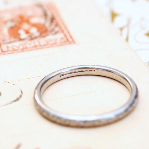 Vintage Size 'O.5' '7.25' Hand Engraved Platinum Wedding Ring