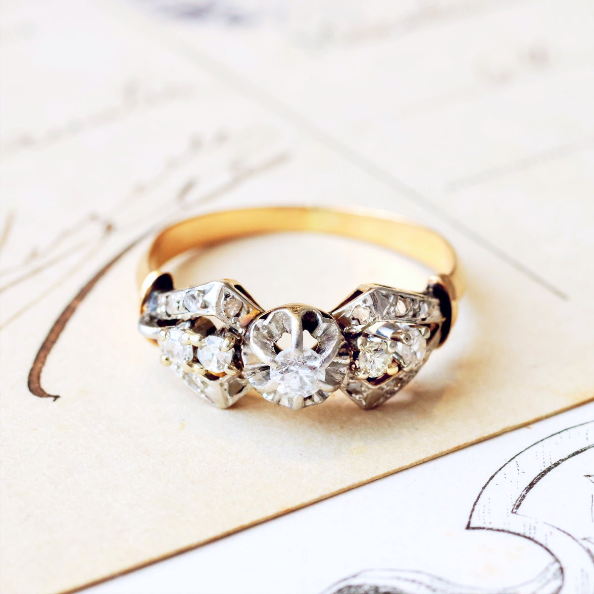 Fanciful Vintage Diamond Engagement Ring