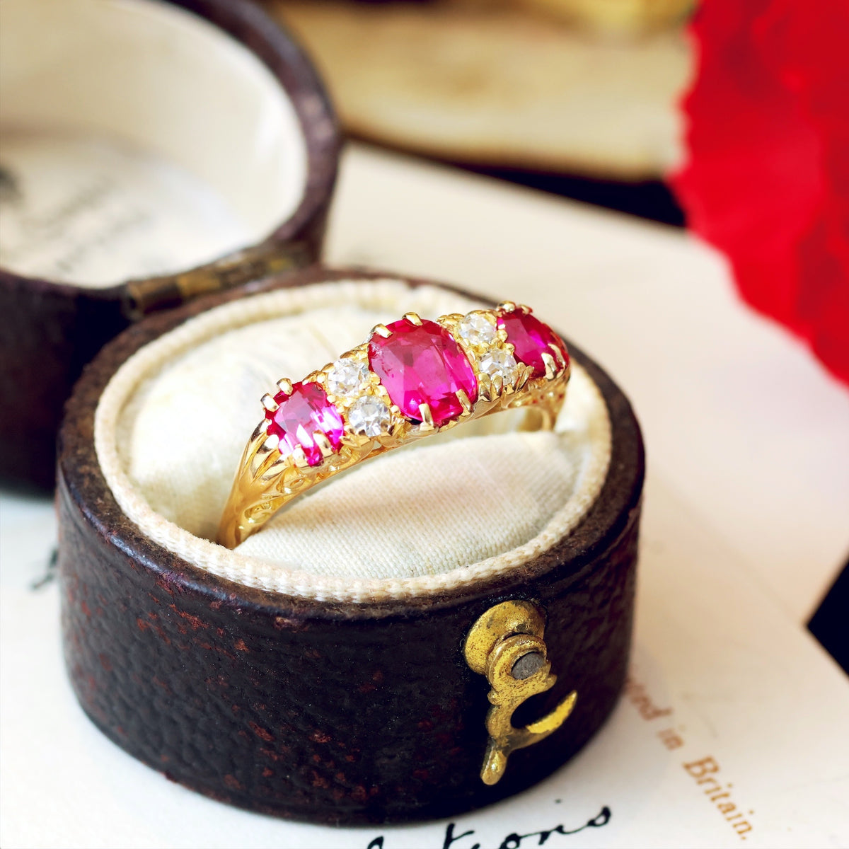 Antique Date 1913 Verneuil Ruby & Diamond Ring