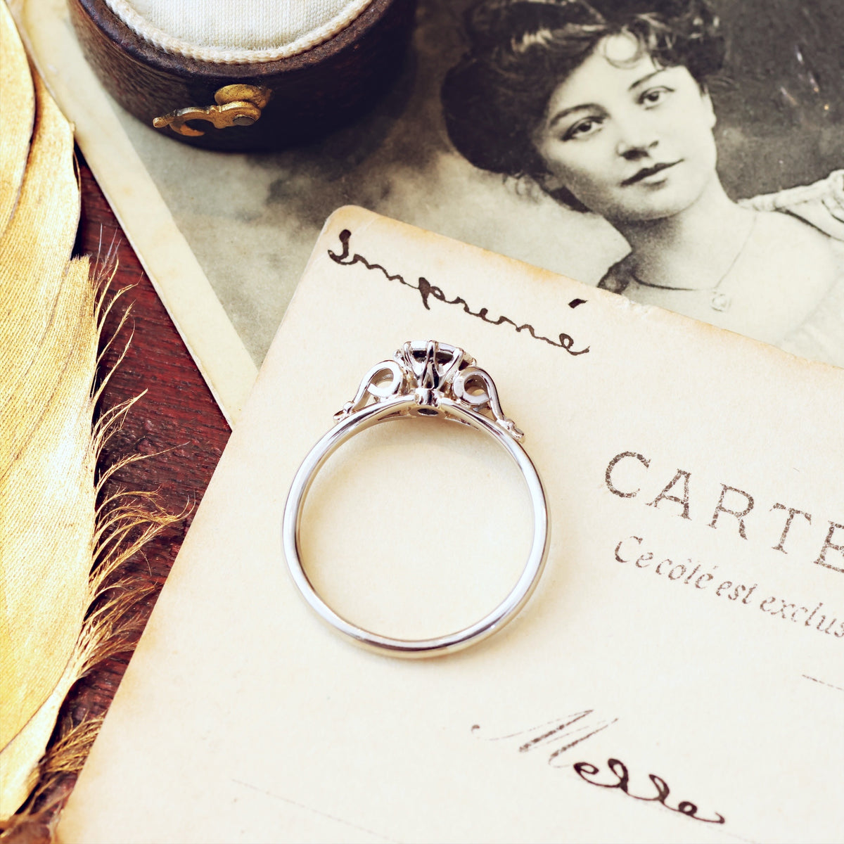 Vintage 1950's White Gold Recycled Diamond Engagement Ring
