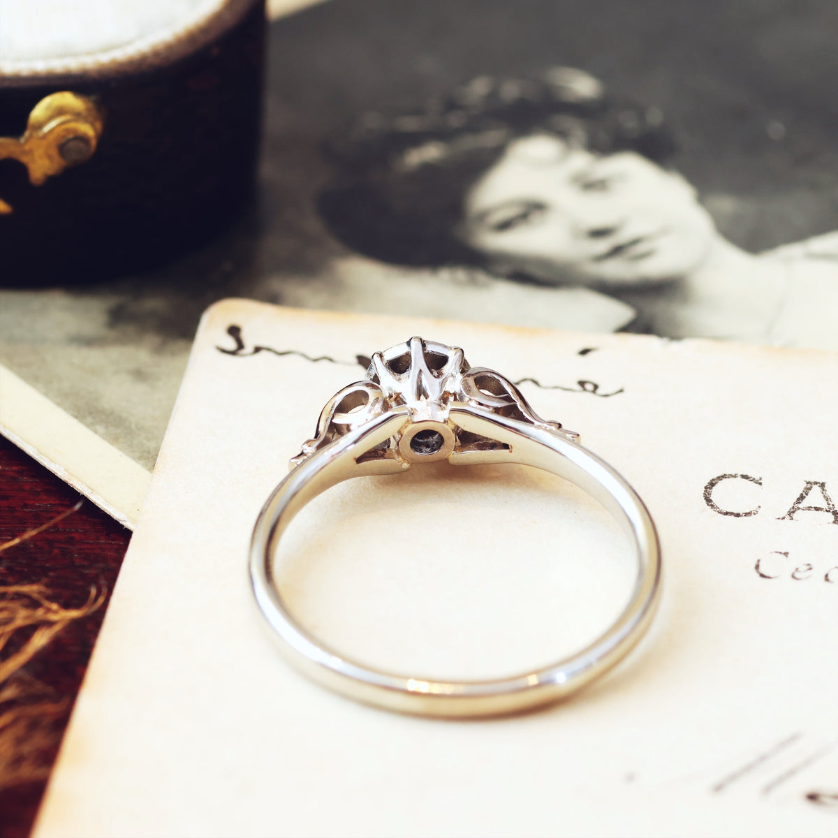 Vintage 1950's White Gold Recycled Diamond Engagement Ring