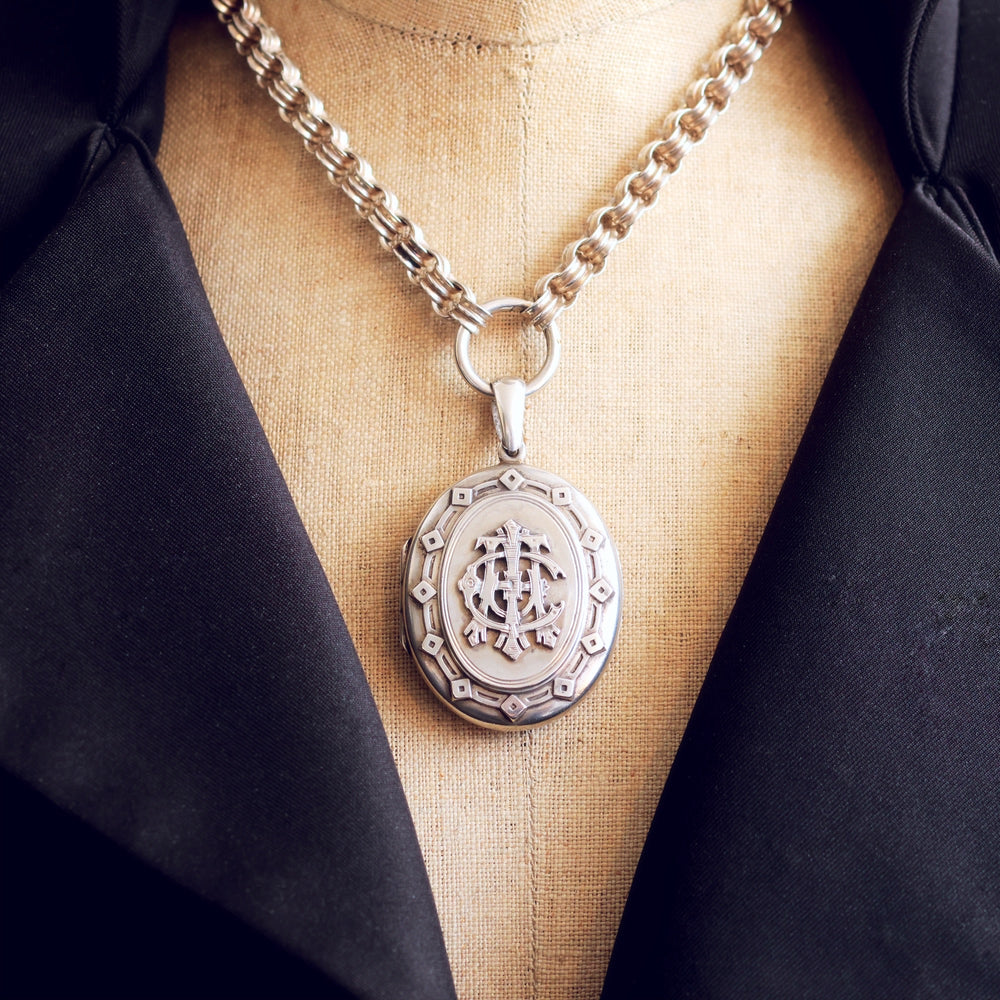 Victorian Amity, Eternity, Infinity Silver Locket & Collarette – Fetheray