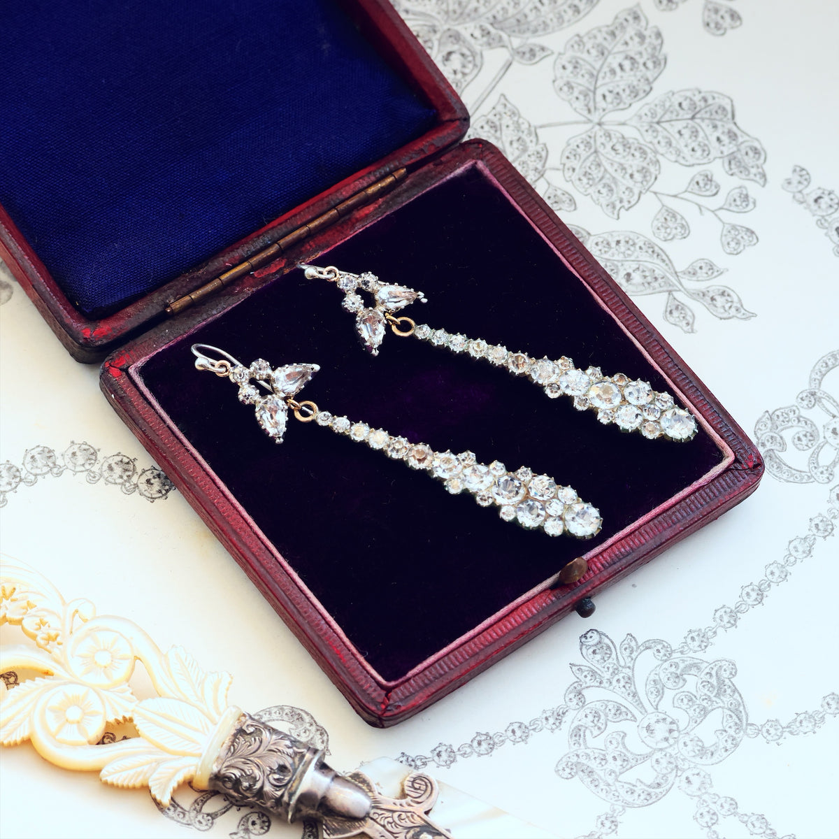 Stunning Antique Georgian Paste Drop Earrings