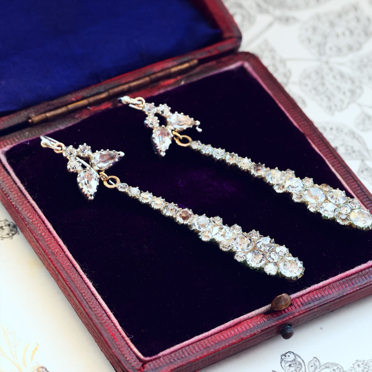 Stunning Antique Georgian Paste Drop Earrings
