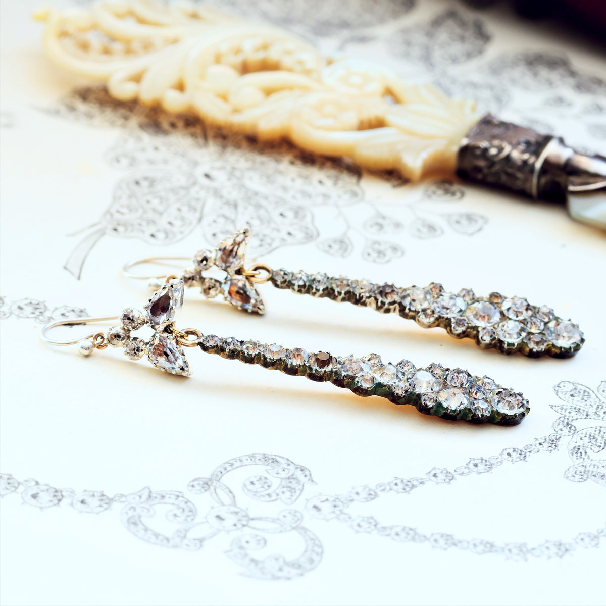 Stunning Antique Georgian Paste Drop Earrings