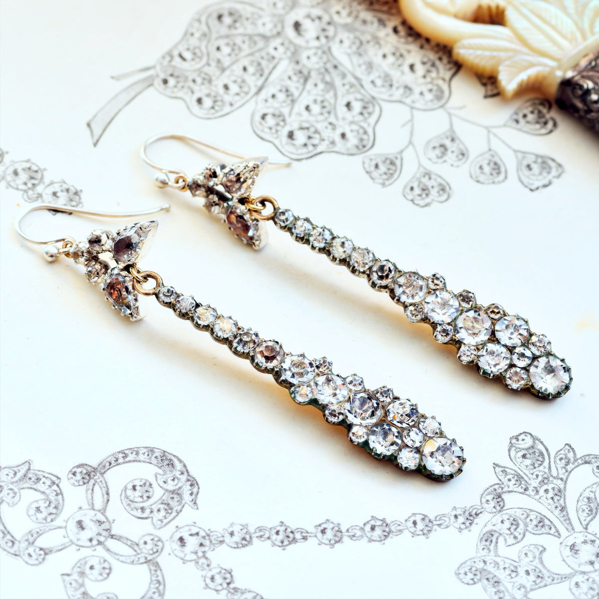 Stunning Antique Georgian Paste Drop Earrings