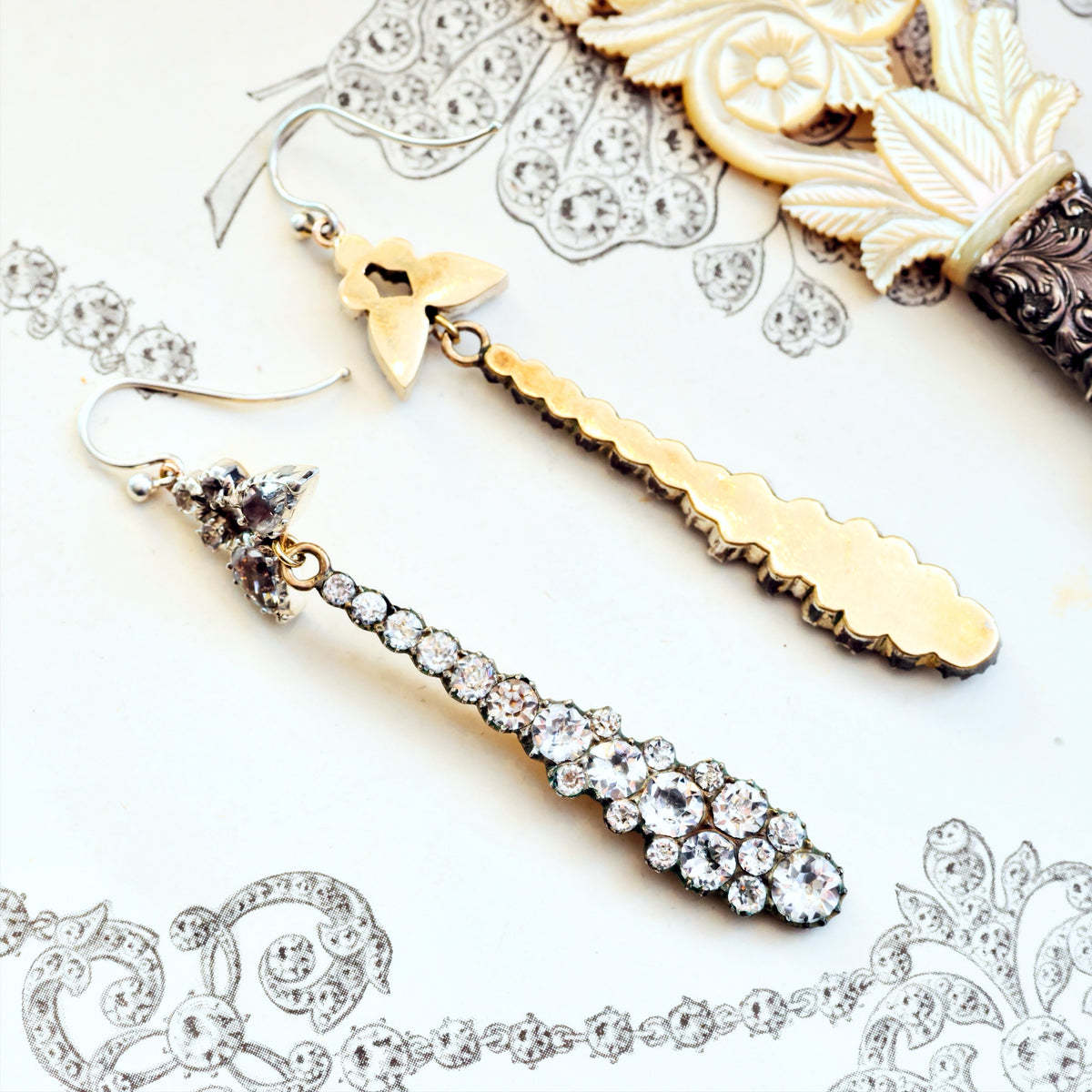 Stunning Antique Georgian Paste Drop Earrings