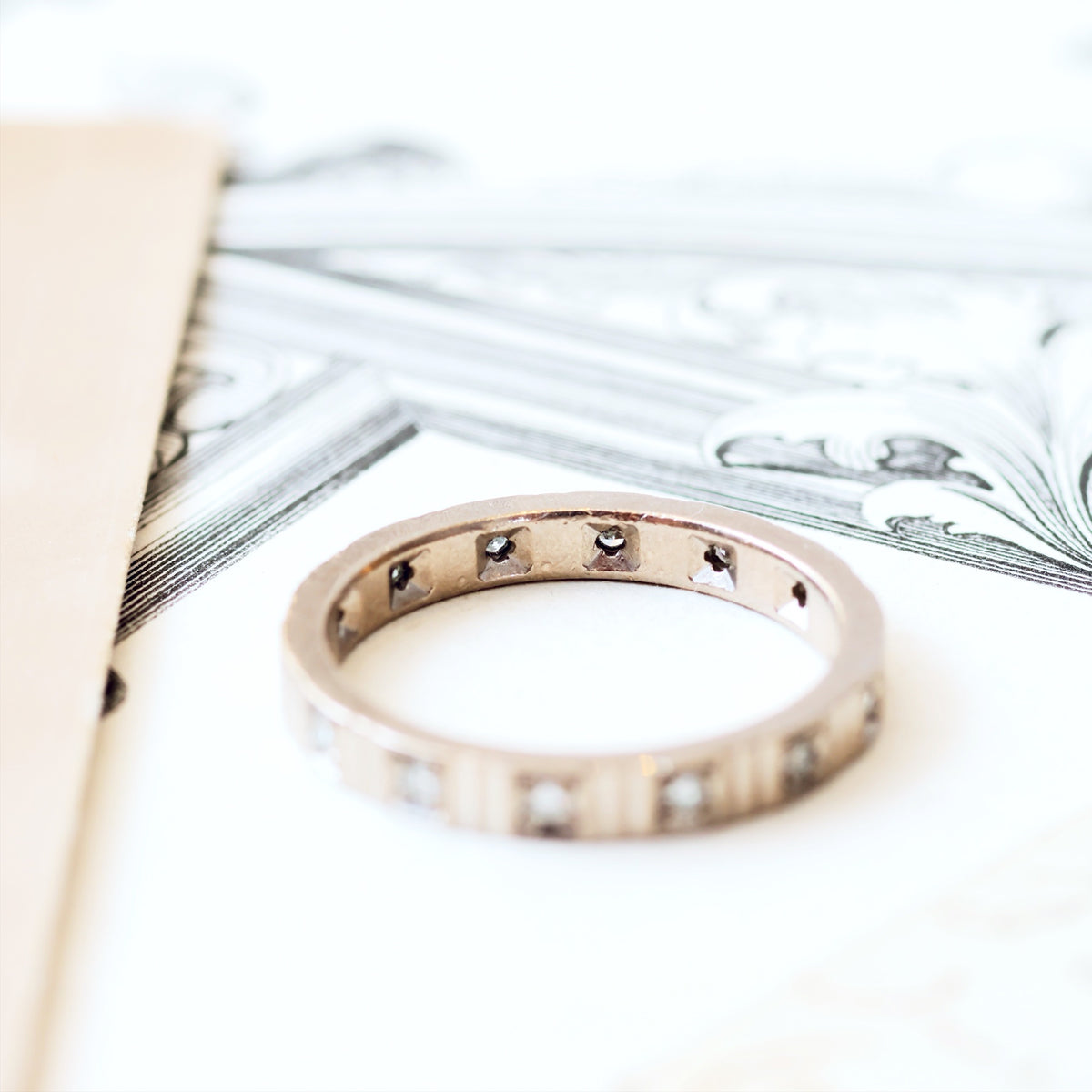 Vintage Size 'N'/'6.75' White Gold Diamond Full Eternity Ring