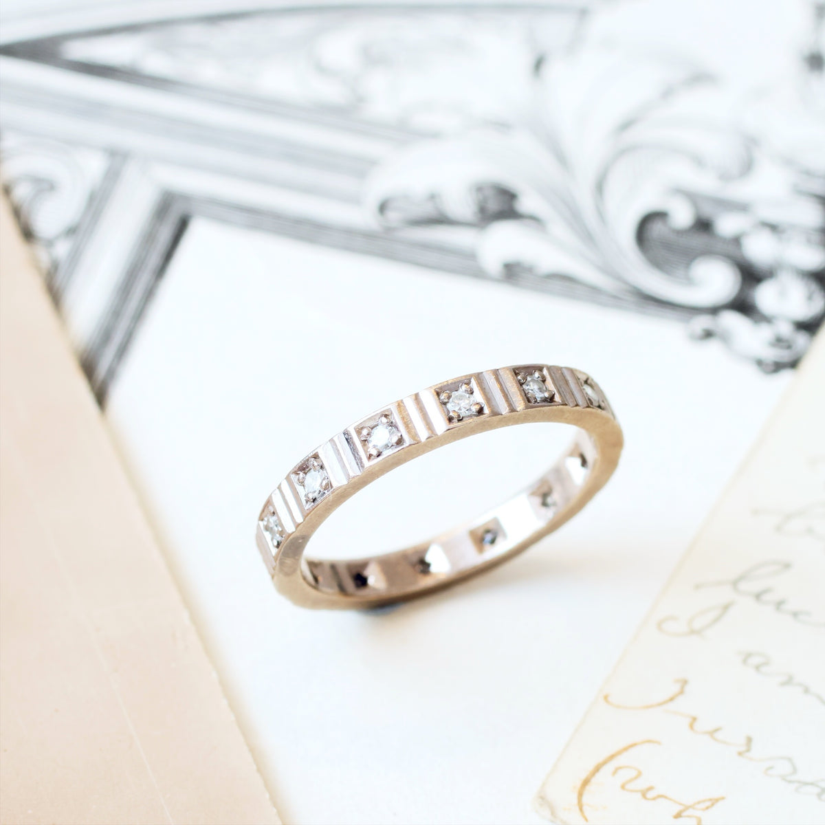 Vintage Size 'N'/'6.75' White Gold Diamond Full Eternity Ring