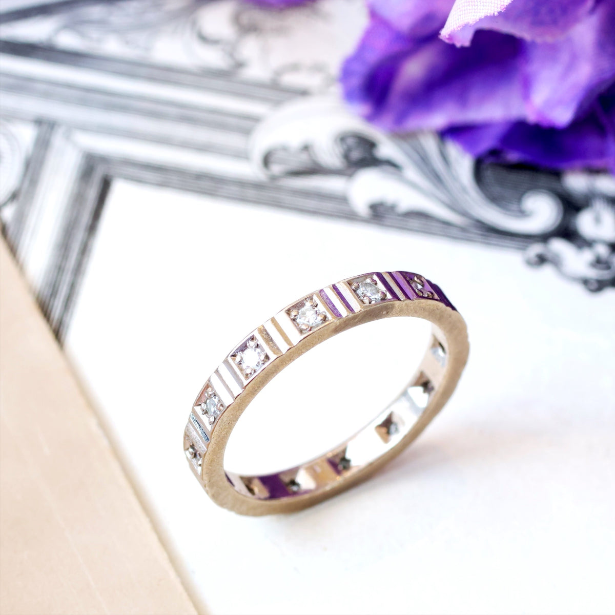 Vintage Size 'N'/'6.75' White Gold Diamond Full Eternity Ring