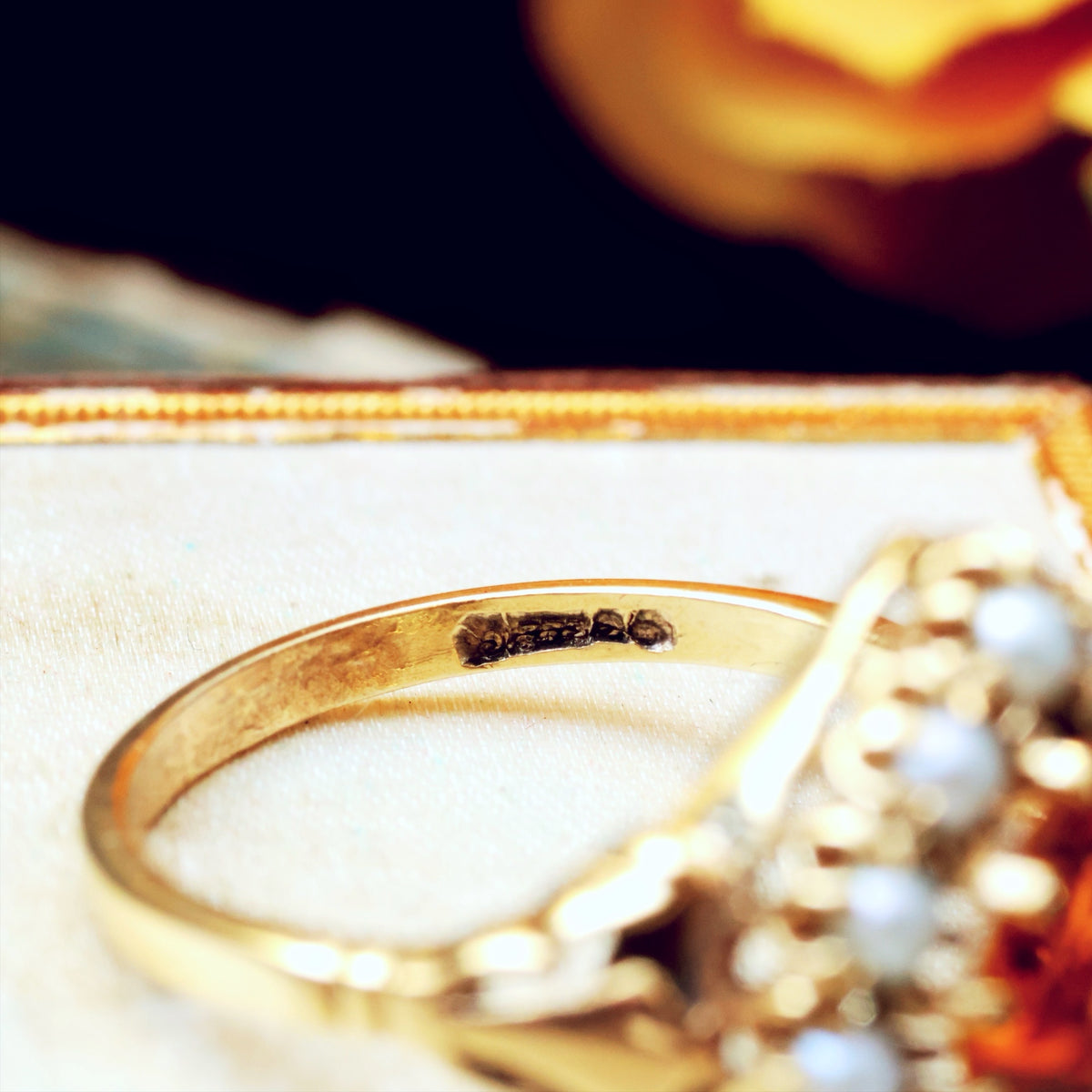 Vintage Heart Shaped Citrine & Pearl Cocktail Ring