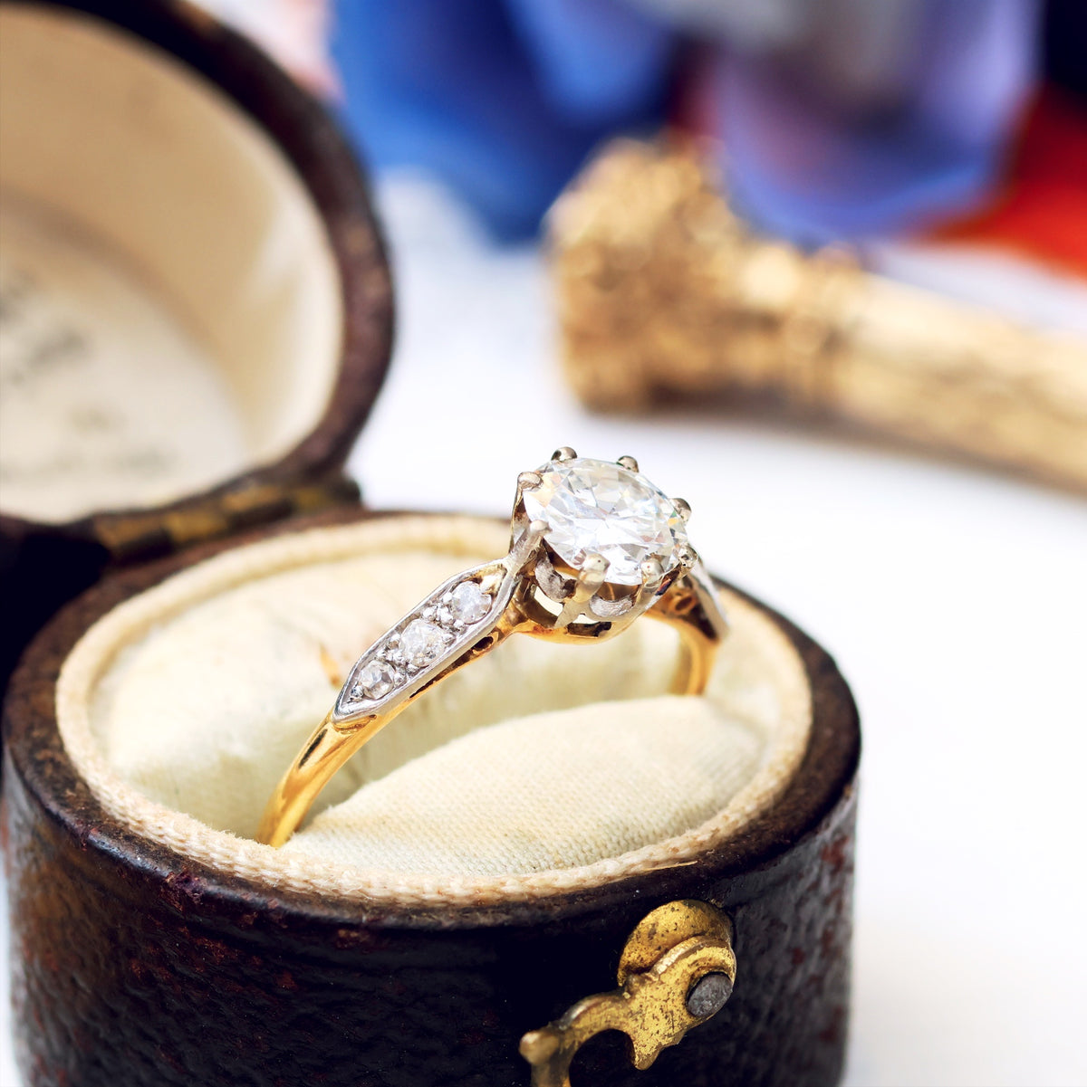 Certificated Vintage 0.70ct Old Euro Diamond Engagement Ring