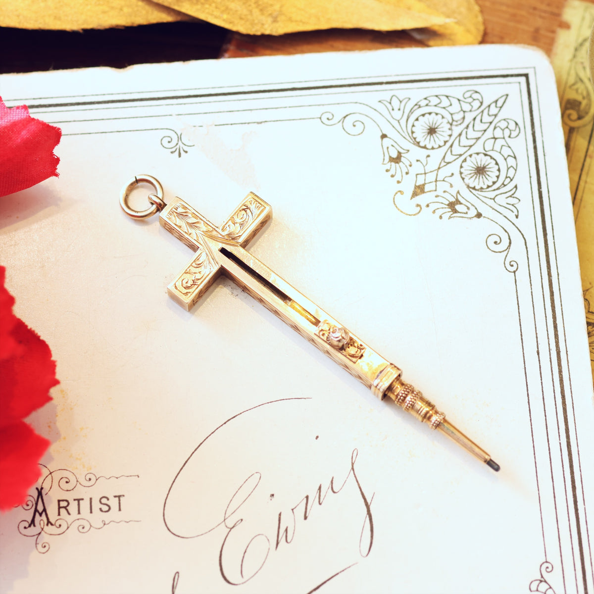 Antique Victorian Gold Cross Pencil