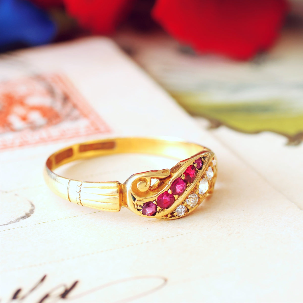 Romantic Date 1892 Ruby & Diamond Band Ring