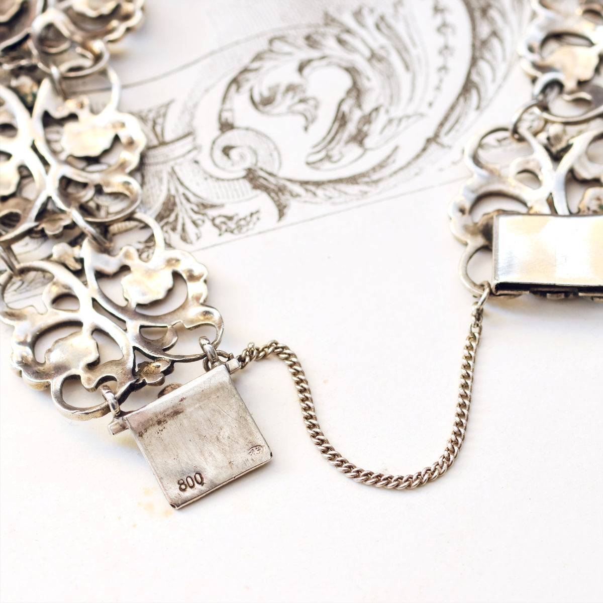 Vintage Flower'd Continental Silver Bracelet
