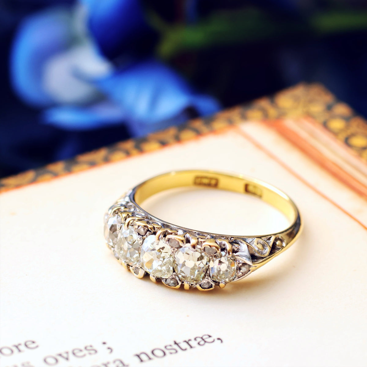Incredible Sparkly Antique Five Stone Diamond Ring
