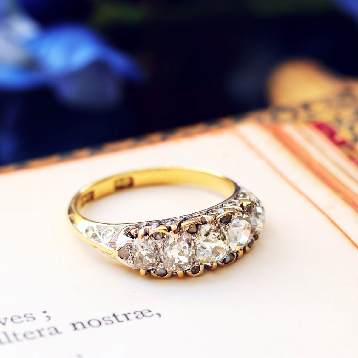Incredible Sparkly Antique Five Stone Diamond Ring