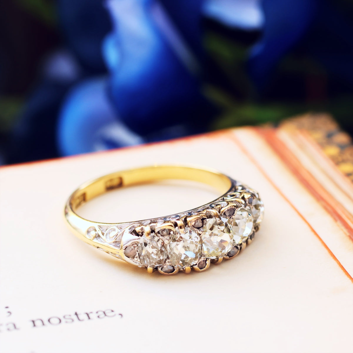 Incredible Sparkly Antique Five Stone Diamond Ring