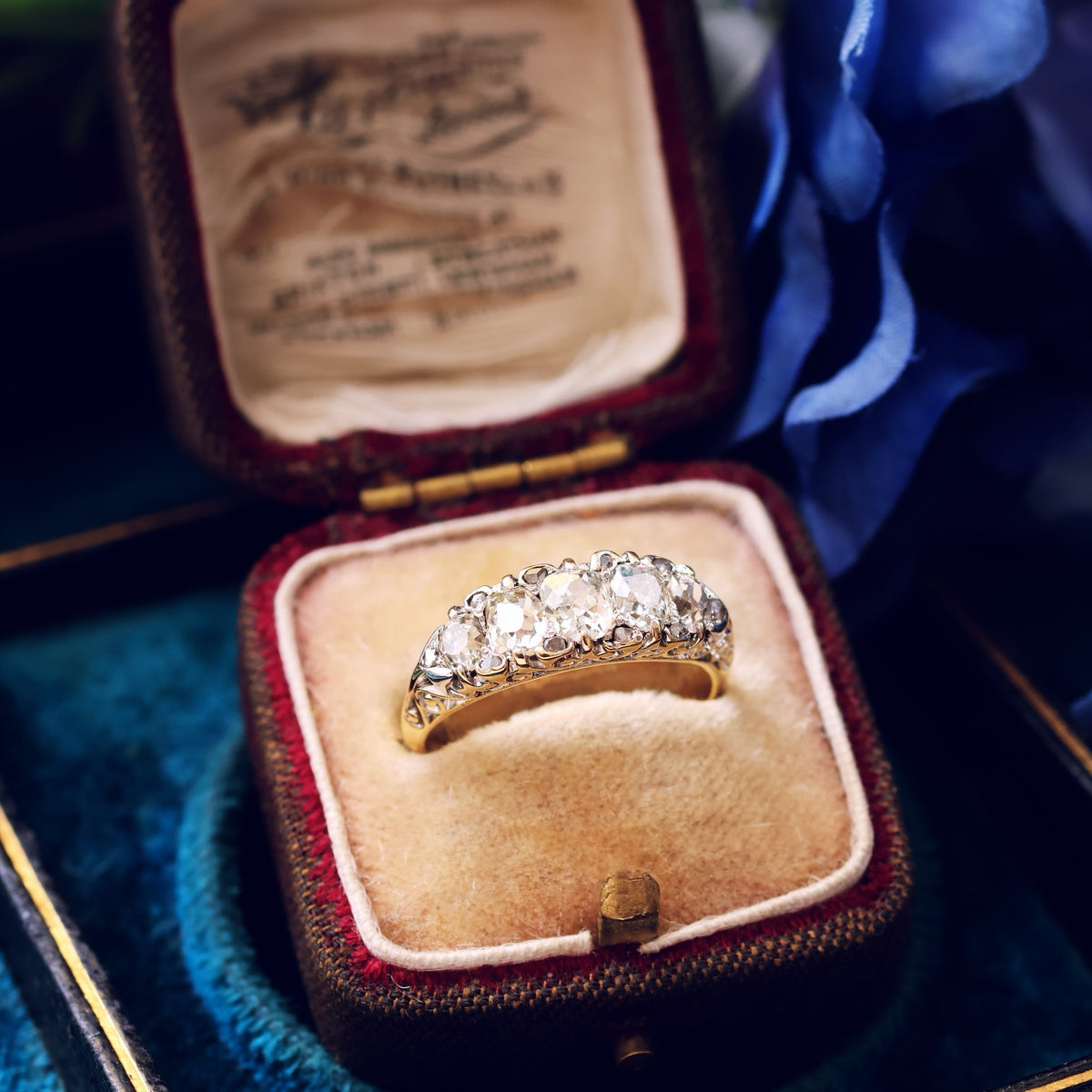 Incredible Sparkly Antique Five Stone Diamond Ring