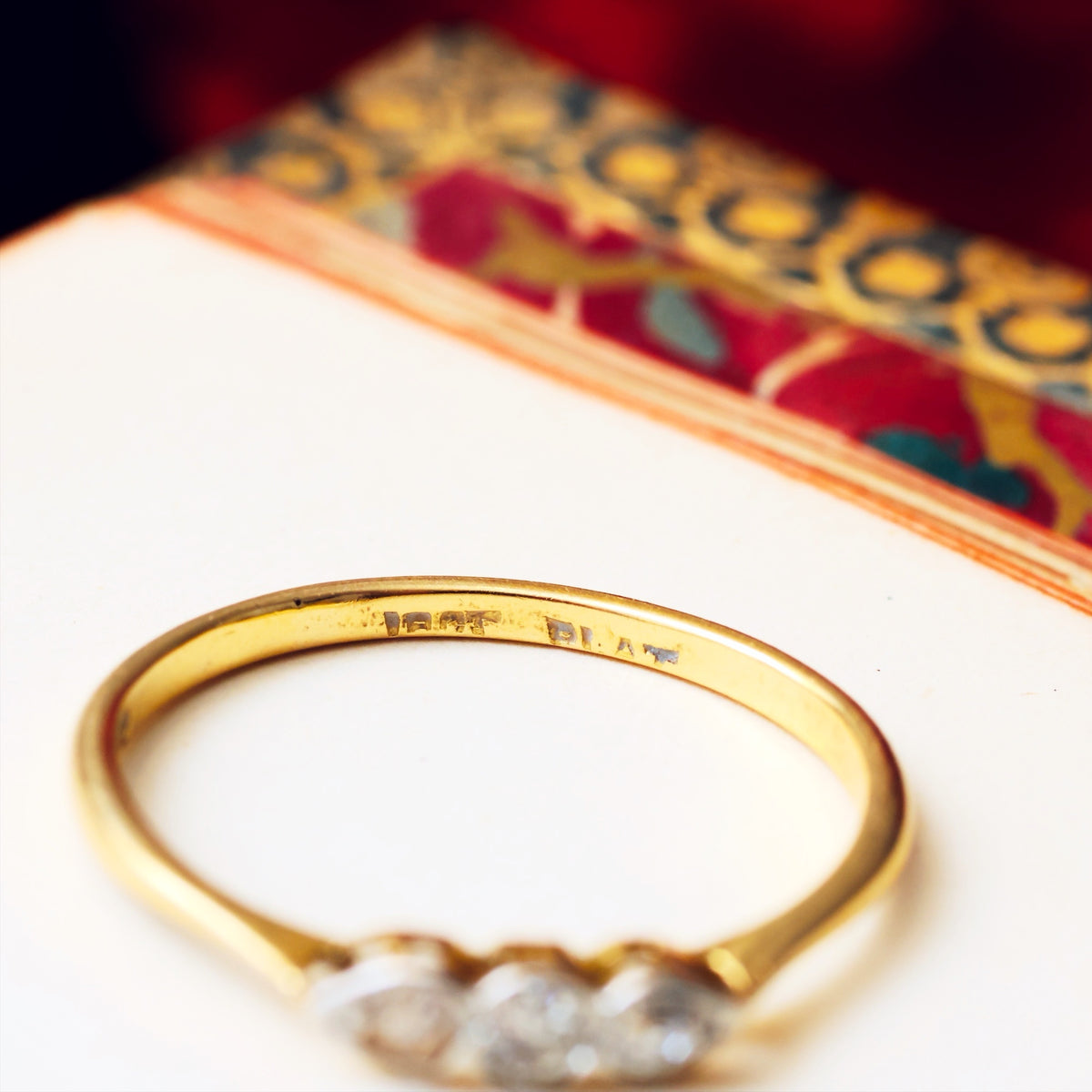 Sweetheart Vintage Diamond Trilogy Engagement Ring