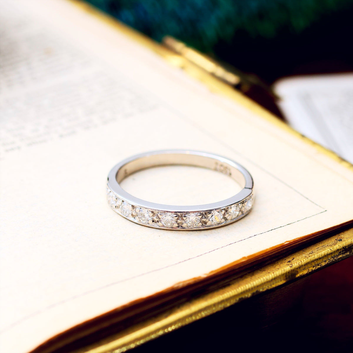 Vintage 18ct White Gold Diamond Half Eternity Ring