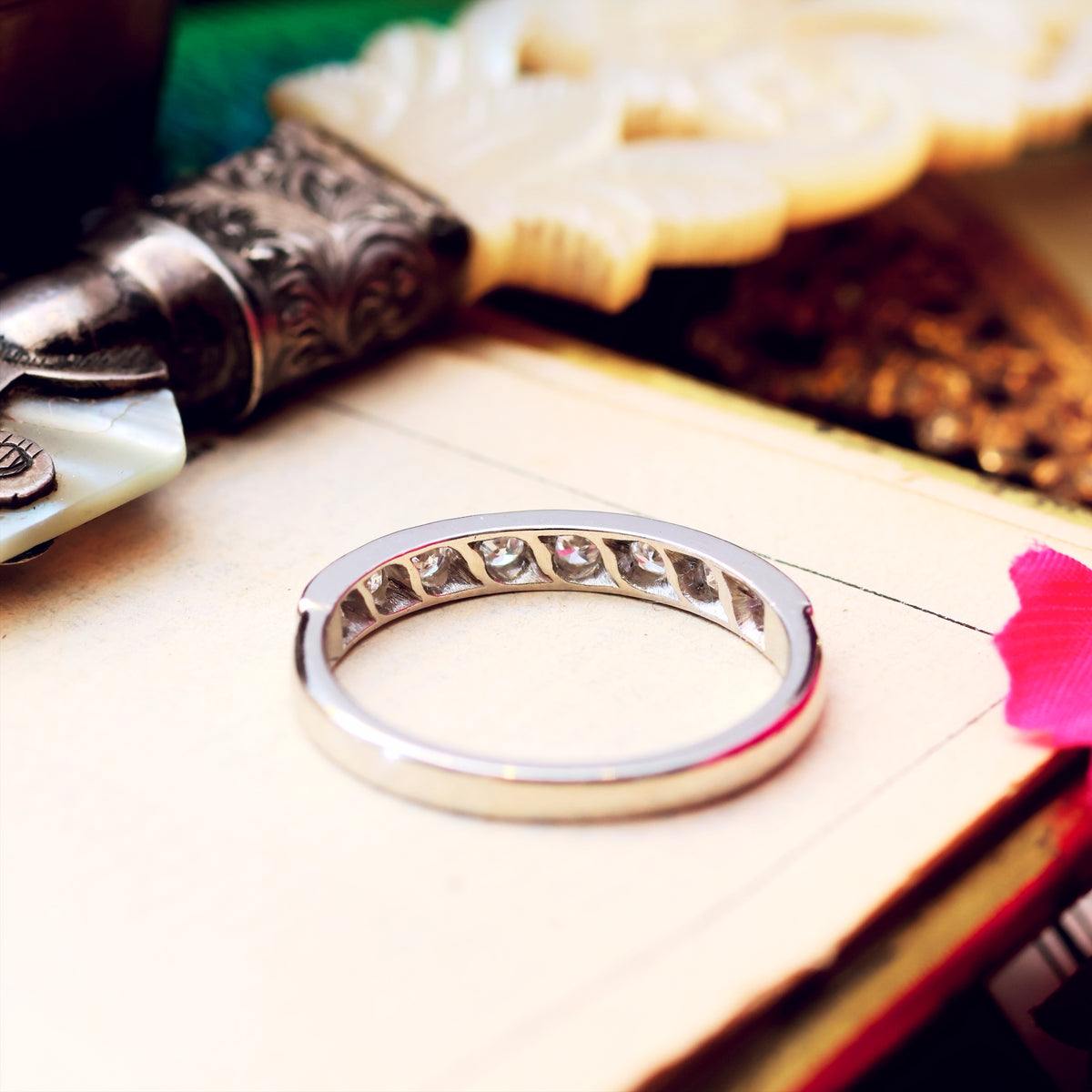 Vintage 18ct White Gold Diamond Half Eternity Ring