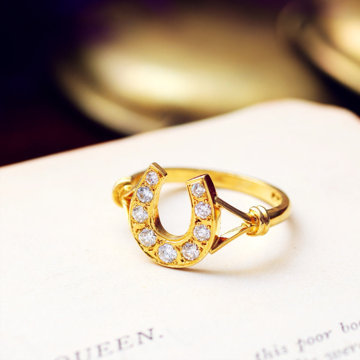 Vintage 18ct Gold & Diamond Lucky Horseshoe Ring