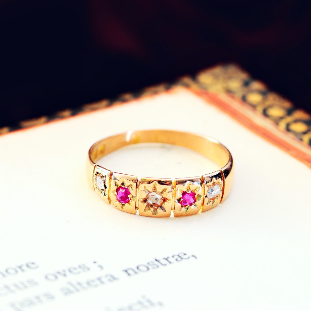 Antique Date 1922 Star set Ruby & Diamond Ring