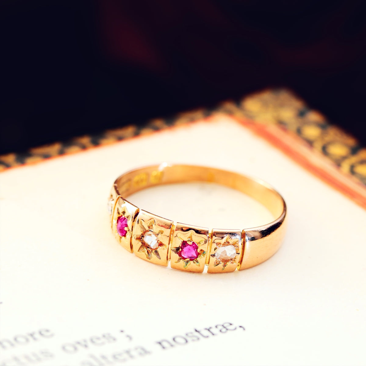 Antique Date 1922 Star set Ruby & Diamond Ring