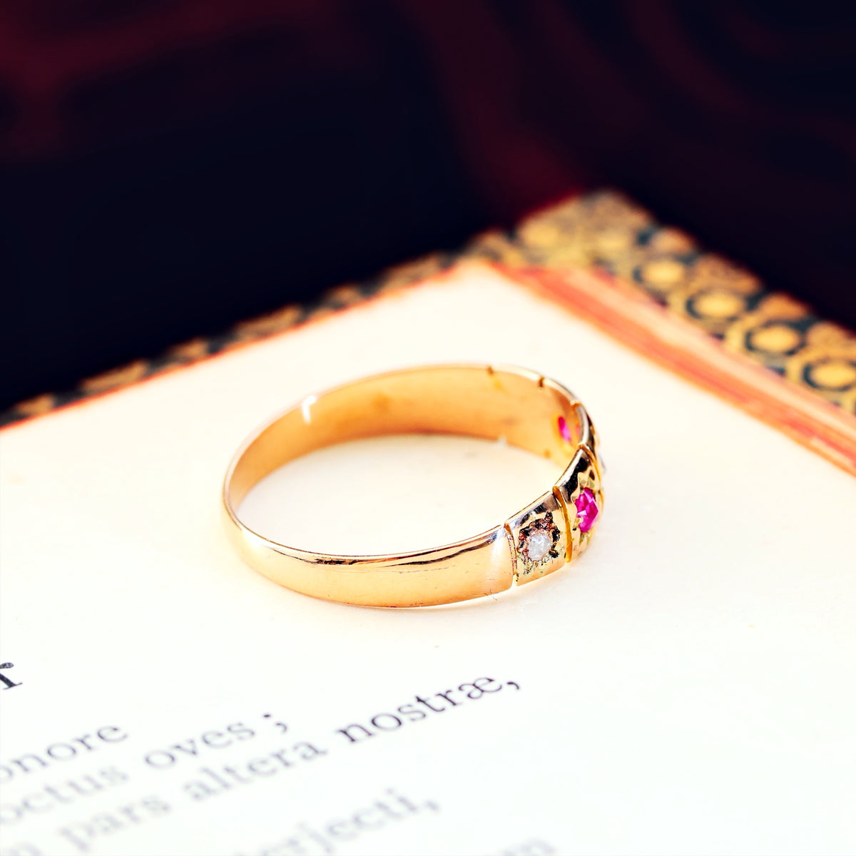 Antique Date 1922 Star set Ruby & Diamond Ring