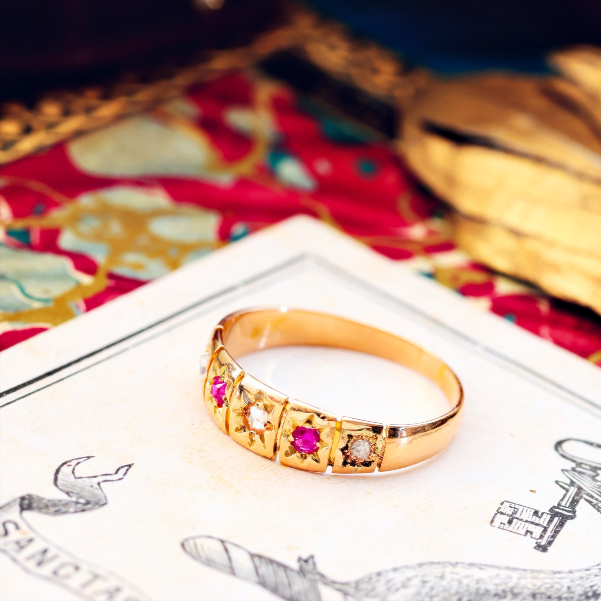 Antique Date 1922 Star set Ruby & Diamond Ring