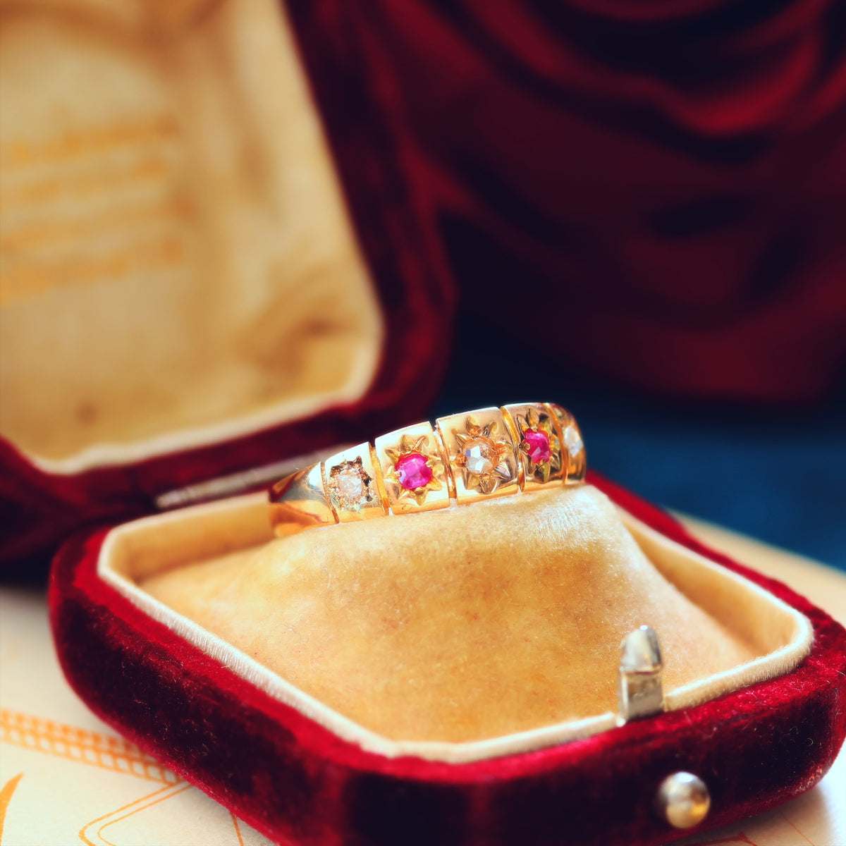 Antique Date 1922 Star set Ruby & Diamond Ring