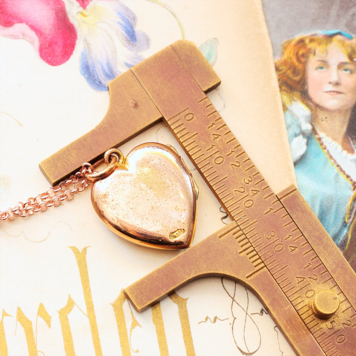 Antique 'Roses for Love' Heart Shaped Locket