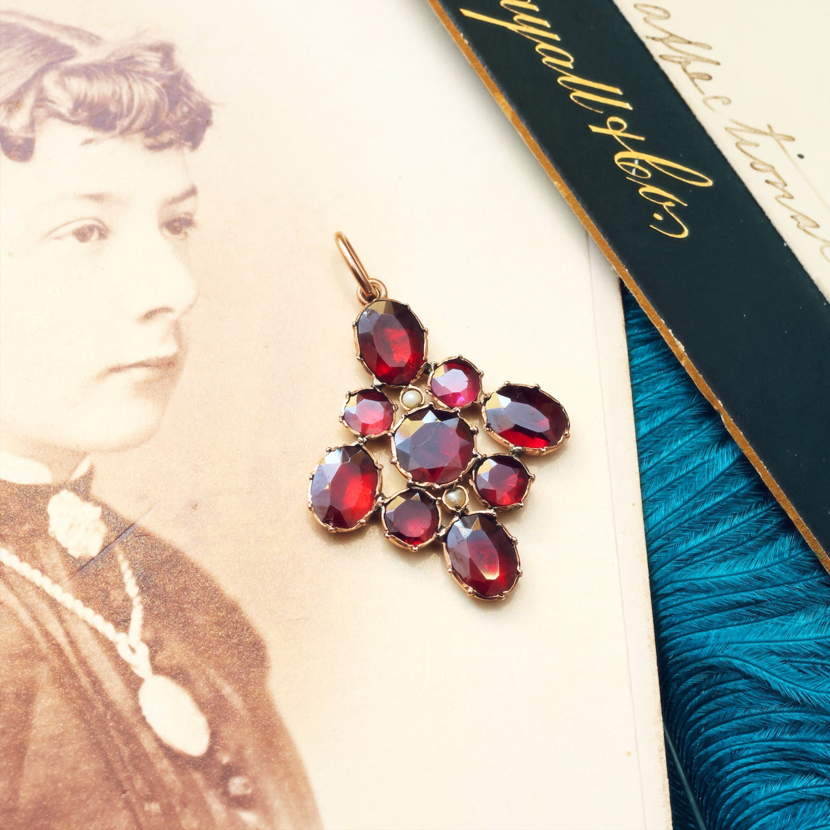 Fiery Antique Georgian Revival Foiled Garnet Pendant