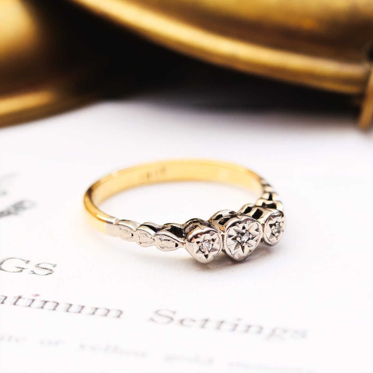 Lovesome Vintage Hearts Diamond Trilogy Engagement Ring