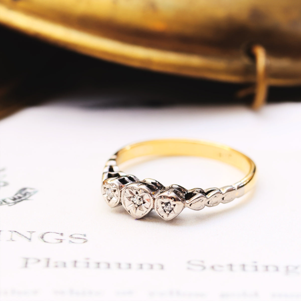 Lovesome Vintage Hearts Diamond Trilogy Engagement Ring