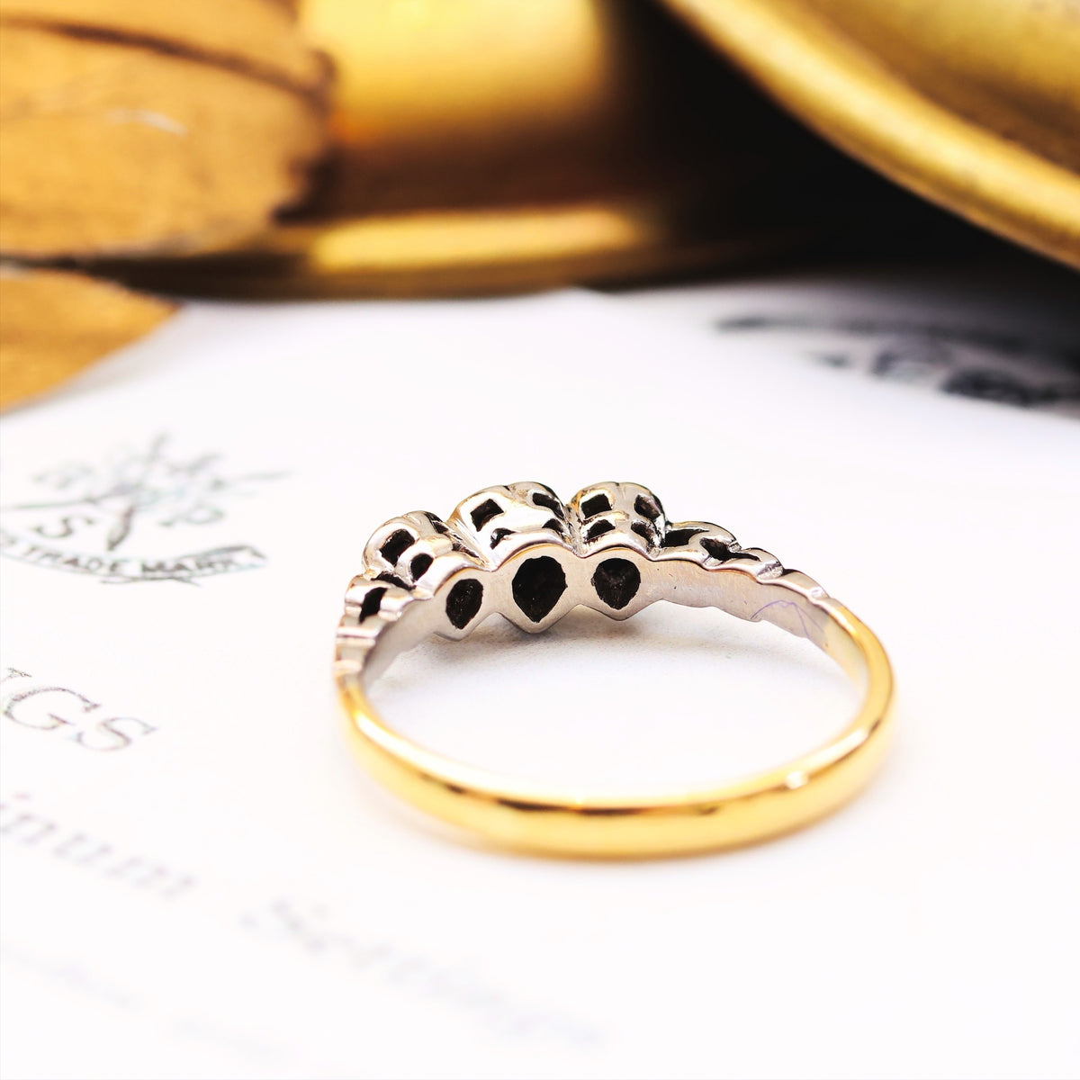 Lovesome Vintage Hearts Diamond Trilogy Engagement Ring