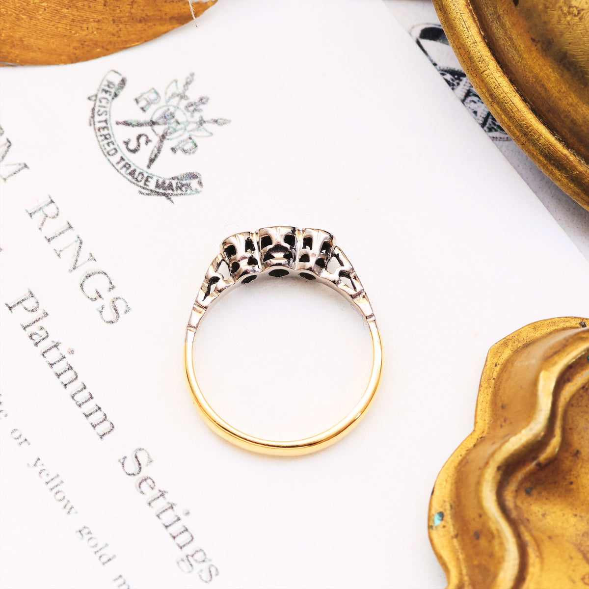 Lovesome Vintage Hearts Diamond Trilogy Engagement Ring