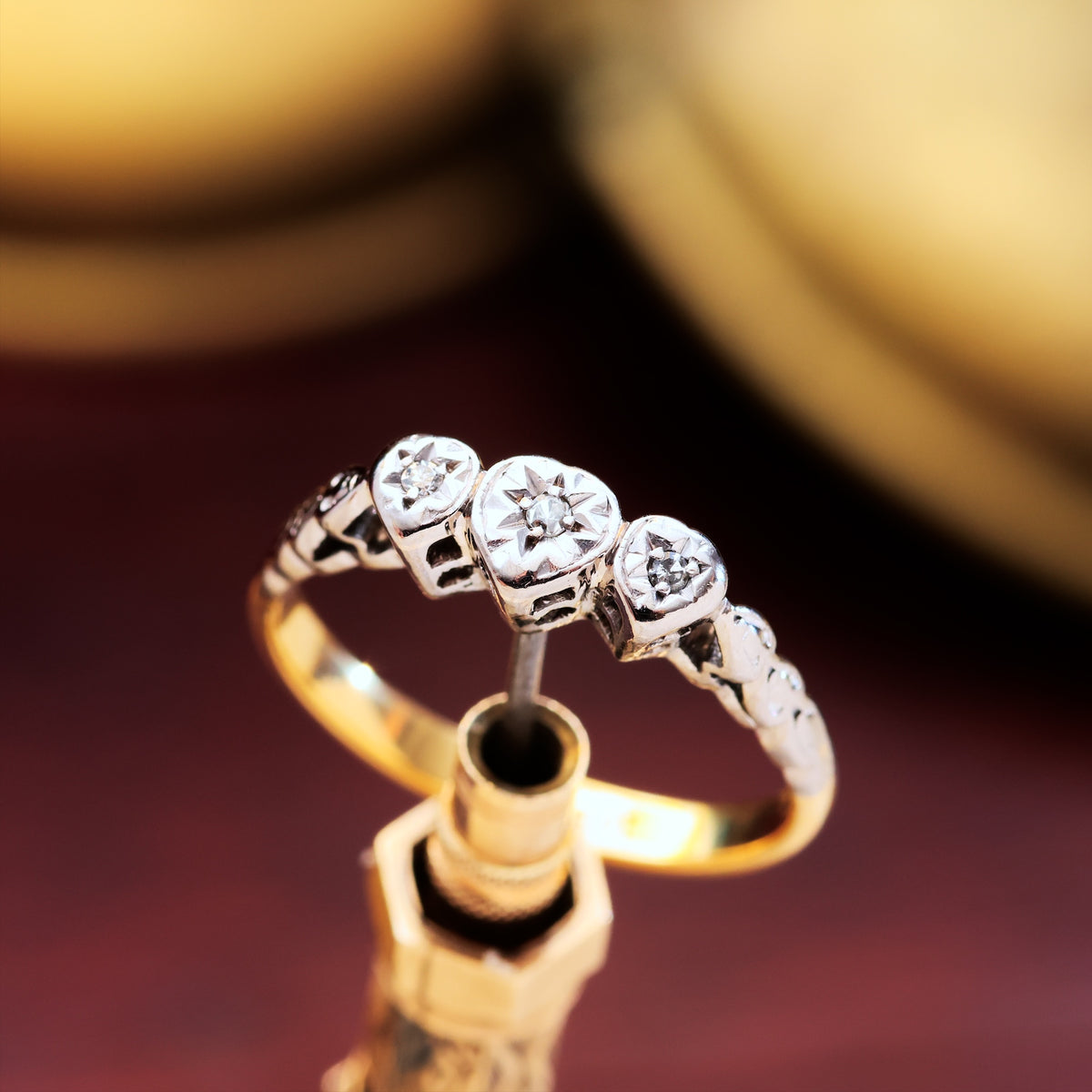 Lovesome Vintage Hearts Diamond Trilogy Engagement Ring