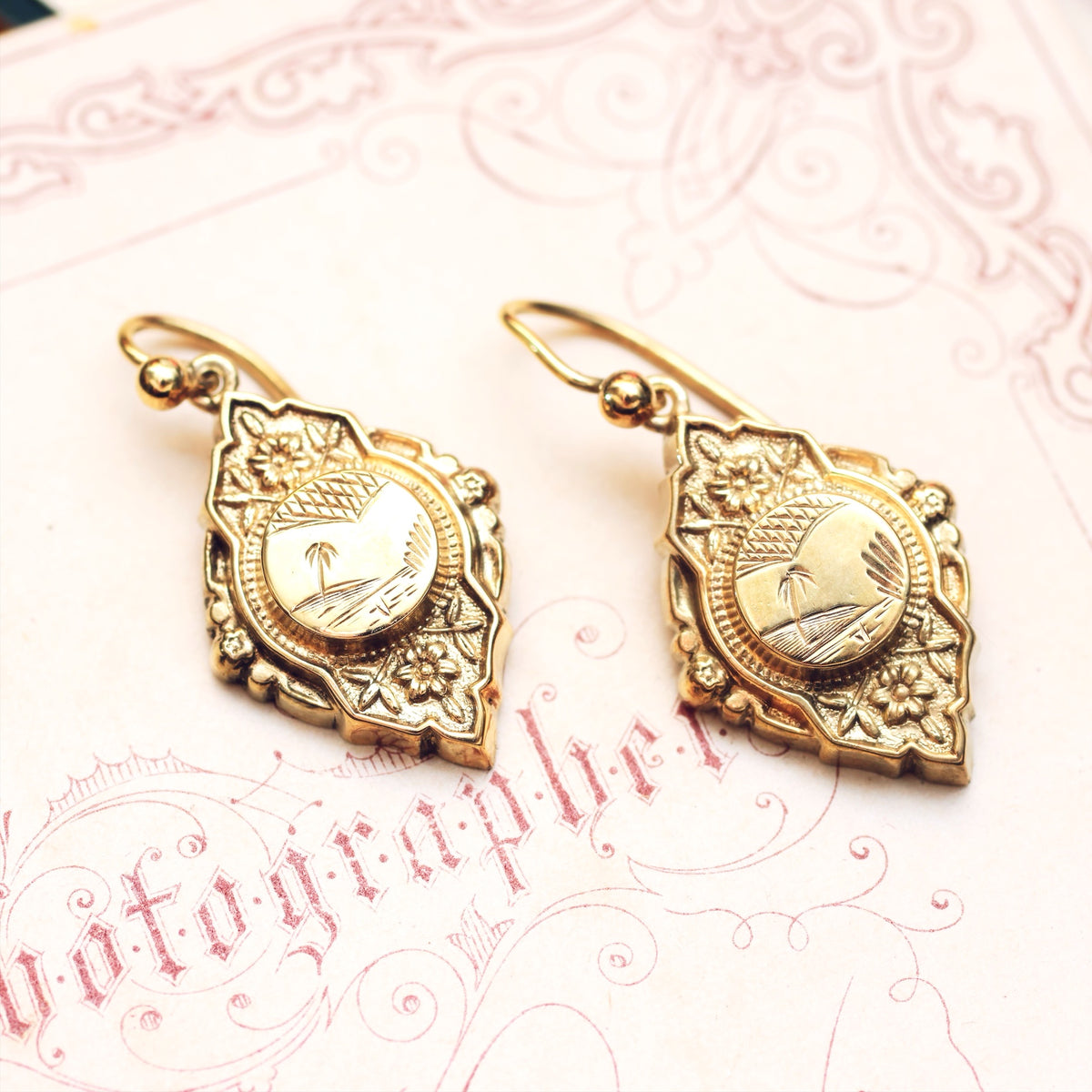 Date 1880 Silver Gilt Aesthetic Movement Earrings