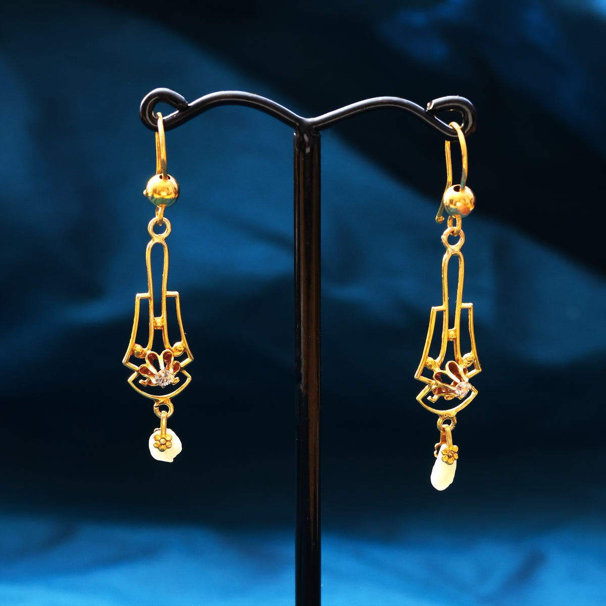 Matching Antique Diamond & Pearl Pendant & Earrings