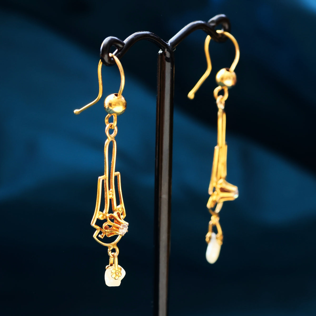 Matching Antique Diamond & Pearl Pendant & Earrings