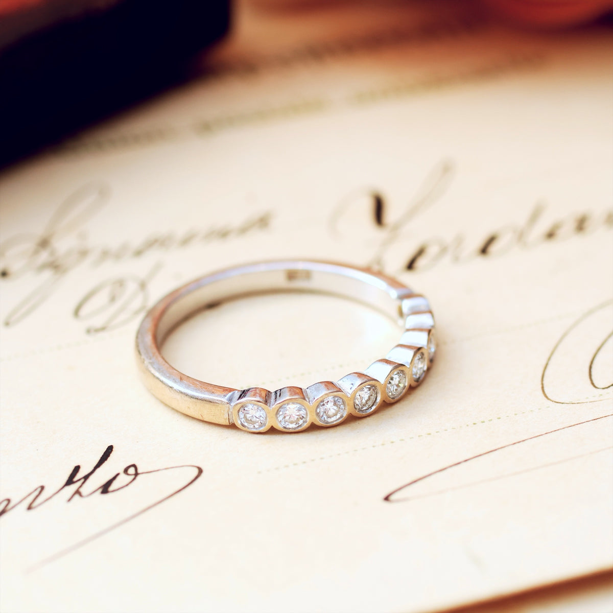 Vintage White Gold & Diamond Half Eternity Ring