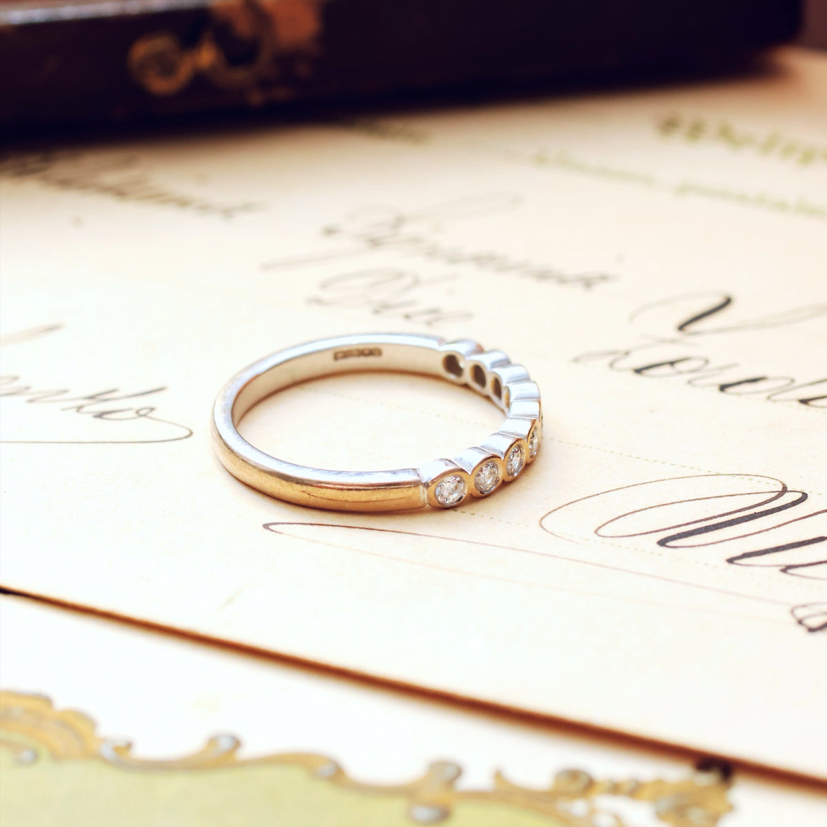 Vintage White Gold & Diamond Half Eternity Ring