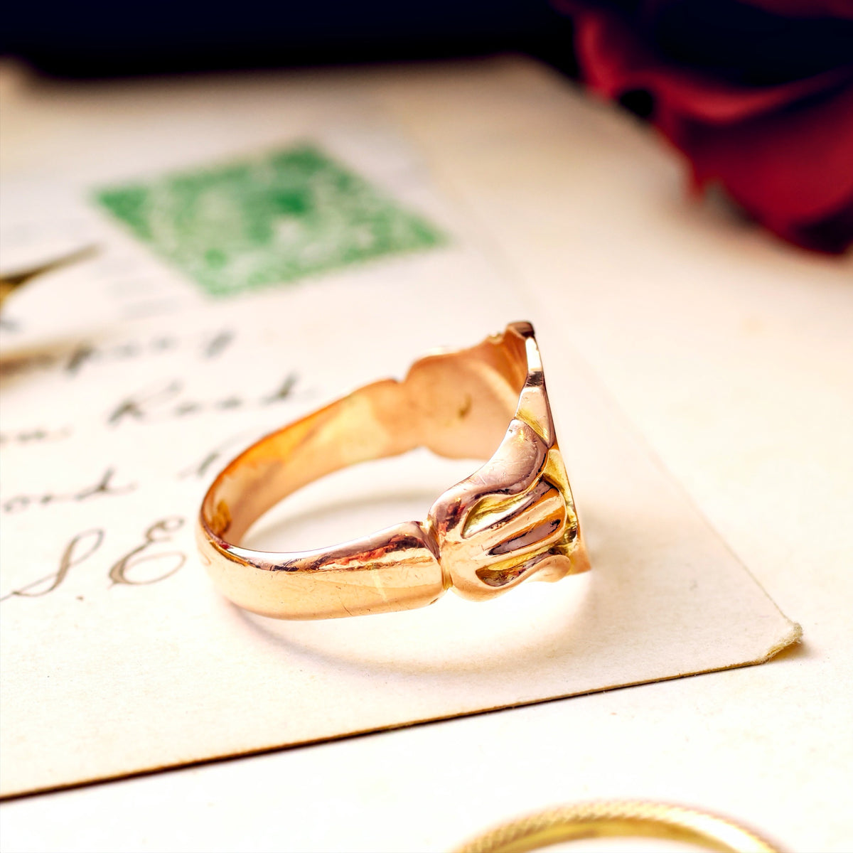 Antique Date 1916 Rose Gold Men's Signet Ring