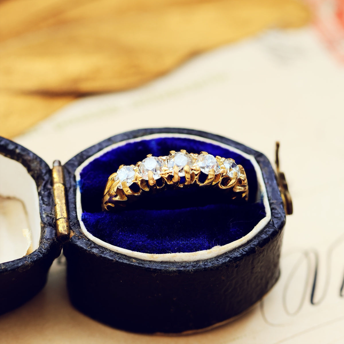 Splendid Antique Five Stone Diamond Engagement Ring
